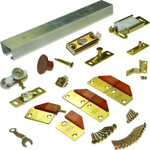 Panel Hardware Set, 36 in L Track, Top Mounting, For: 75 lb Bi-Fold Door