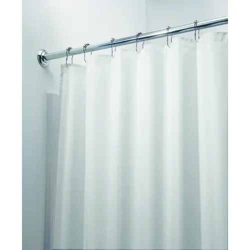 Shower Curtain/Liner, 72 in L, 72 in W, Polyester, White Shower Curtain/Liner, 72 in L, 72 in W, Polyester, White