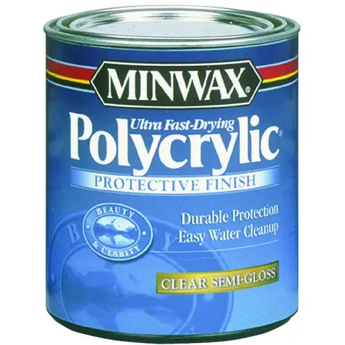 Polycrylic Protective Finish Paint, Semi-Gloss, Liquid, Crystal Clear, 1 qt, Can Polycrylic Protective Finish Paint, Semi-Gloss, Liquid, Crystal Clear, 1 qt, Can