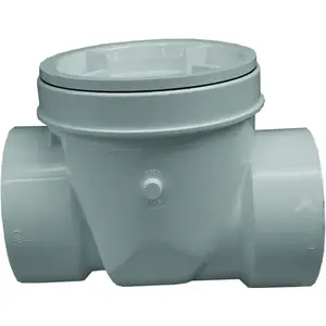 CANPLAS 223284W Backwater Valve, 4 in Connection, Hub, PVC White