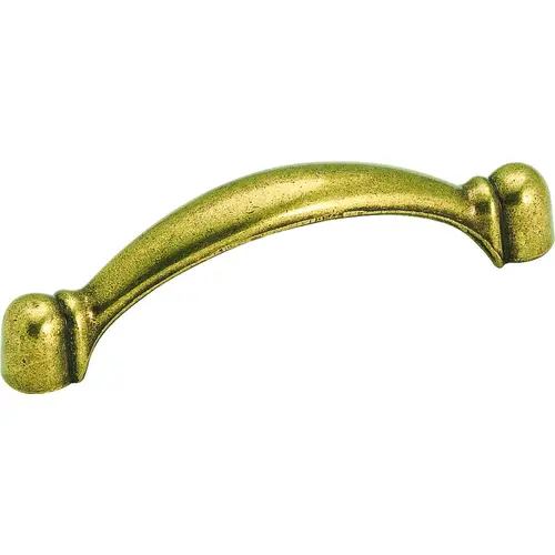 Curved Kitchen Cabinet Drawer Pull 3" Center To Center For Kitchen And Bathroom Hardware Burnished Brass