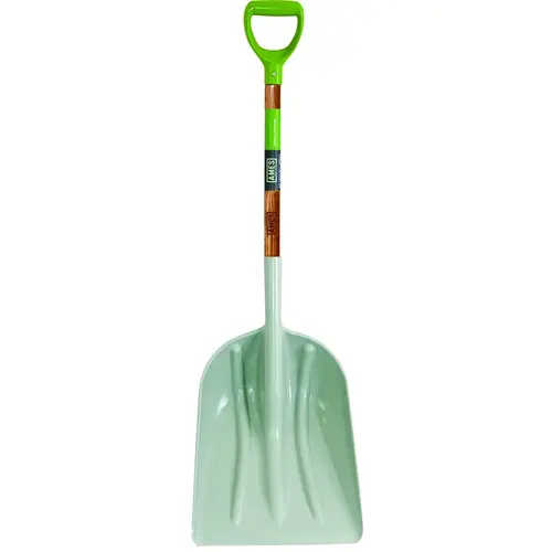 Scoop Shovel, 14 in W Blade, 18 in L Blade, ABS Blade, Northern Hardwood Handle, D-Shaped Handle