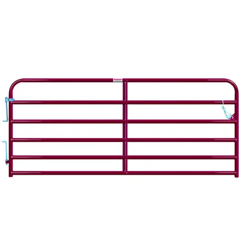 Heavy-Duty Gate, 120 in W Gate, 50 in H Gate, 16 ga Frame Tube/Channel, Steel Frame, Red
