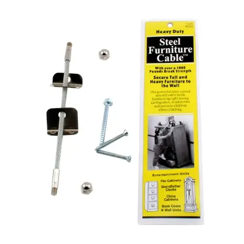 Furniture Cable, 7 in OAL, Steel Strap Silver