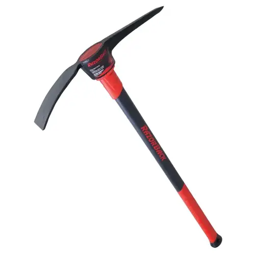 Pick Mattock, 18-1/4 in L Blade, 3-1/2 in W Blade, Fiberglass Handle, 34.26 in OAL Red Pick Mattock, 18-1/4 in L Blade, 3-1/2 in W Blade, Fiberglass Handle, 34.26 in OAL Red