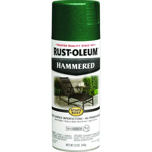 STOPS RUST Spray Paint, Hammered, Deep Green, 12 oz, Aerosol Can STOPS RUST Spray Paint, Hammered, Deep Green, 12 oz, Aerosol Can