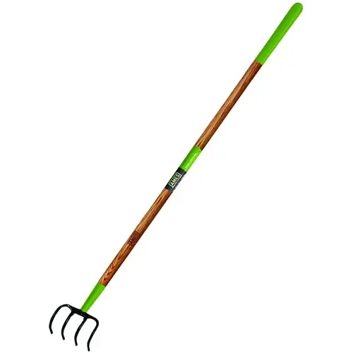 Forged Cultivator, 5 in W, 57-1/2 in L, 3-3/4 in L Tine, 4 -Tine, Hardwood Handle Green Forged Cultivator, 5 in W, 57-1/2 in L, 3-3/4 in L Tine, 4 -Tine, Hardwood Handle Green
