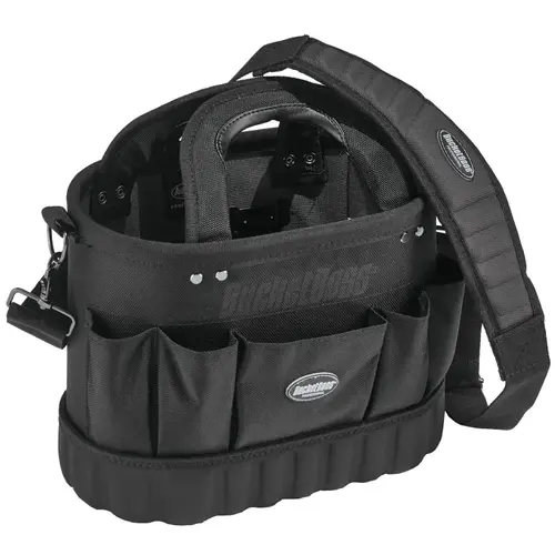 Professional Series Pro Oval Tool Tote, 14 in W, 8 in D, 10 in H, 13-Pocket, Poly Fabric Black