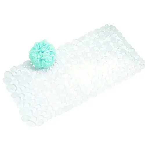 Pebble Bath Mat, 26-1/2 in L, 13-3/4 in W, PVC, Clear Pebble Bath Mat, 26-1/2 in L, 13-3/4 in W, PVC, Clear