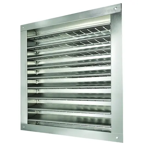 Dual Louver, 14-3/4 in L, 14-1/2 in W, Aluminum, White, Mill