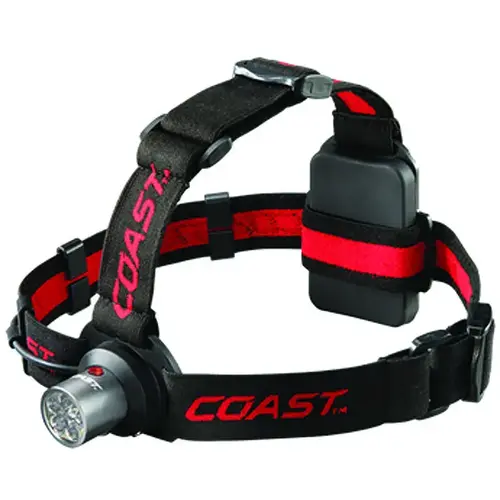 Headlamp, AAA Battery, LED Lamp, 145 Lumens, Hinged Beam, 50 m Beam Distance, 4 hr Run Time, Red/White