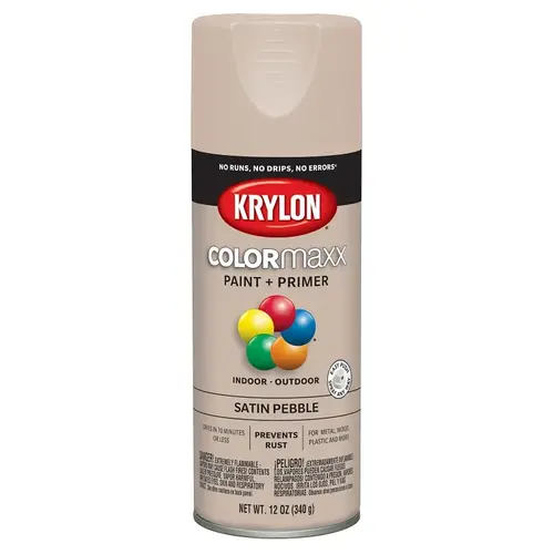 COLORmaxx Spray Paint, Satin, Pebble Gray, 12 oz, Aerosol Can COLORmaxx Spray Paint, Satin, Pebble Gray, 12 oz, Aerosol Can