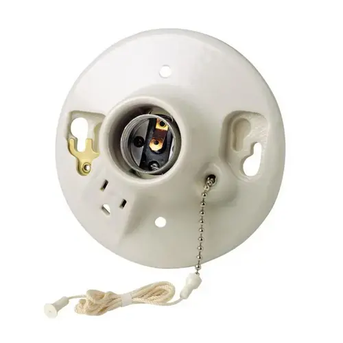 9726-C Lamp Holder, 125 V, 660 W, Porcelain Housing Material, White 9726-C Lamp Holder, 125 V, 660 W, Porcelain Housing Material, White