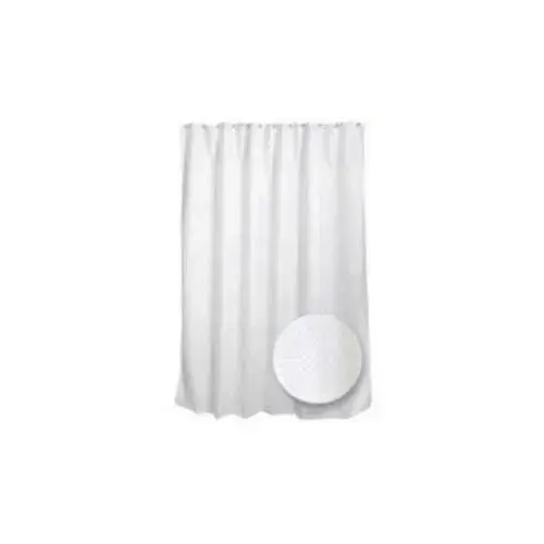 Shower Curtain, 72 in L, 70 in W, Polyester, White Shower Curtain, 72 in L, 70 in W, Polyester, White