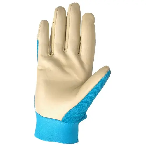 3204-L Work Gloves, Women's, L, Spandex Back, Blue/White 3204-L Work Gloves, Women's, L, Spandex Back, Blue/White