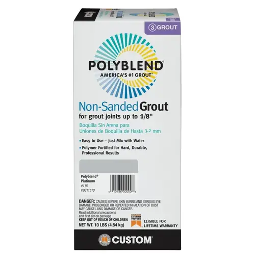 Polyblend Non-Sanded Grout, Powder, Characteristic, Platinum, 10 lb Box
