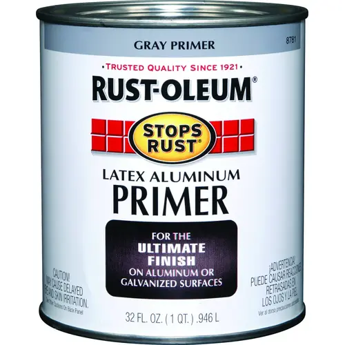 STOPS RUST Flat Aluminum Primer, Flat, Aluminum, 1 qt STOPS RUST Flat Aluminum Primer, Flat, Aluminum, 1 qt