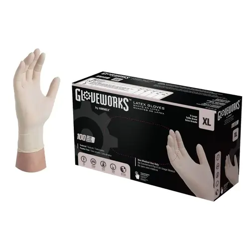 Disposable Gloves, XL, Latex, Powder-Free, Ivory, 14.37 in L - pack of 100 Disposable Gloves, XL, Latex, Powder-Free, Ivory, 14.37 in L - pack of 100
