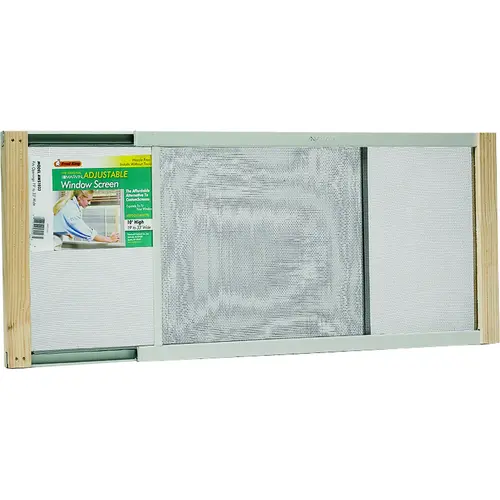 W.B. Marvin Window Screen, 18 in L, 19 to 33 in W, Aluminum Clear