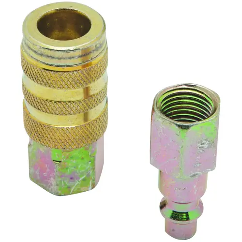 2 Piece 1/4" Body 1/4 NPT Steel Industrial Pneumatic Coupling Plug Set 2 Piece 1/4" Body 1/4 NPT Steel Industrial Pneumatic Coupling Plug Set