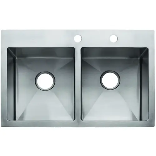 Vector Series Kitchen Sink, 22 in OAW, 9 in OAH, 33 in OAD, Stainless Steel, Polished Satin