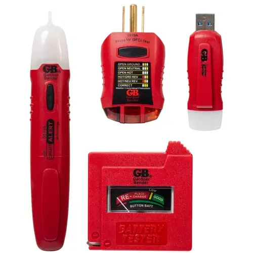 Electrical Tester Kit, 4-Piece, Plastic, Red Electrical Tester Kit, 4-Piece, Plastic, Red