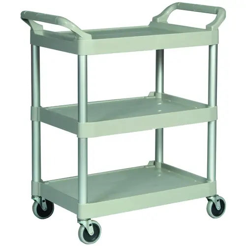 Service Cart, 18.6 in OAW, 37.8 in OAH, 33.6 in OAL, Plastic Shelf, Platinum Shelf Service Cart, 18.6 in OAW, 37.8 in OAH, 33.6 in OAL, Plastic Shelf, Platinum Shelf