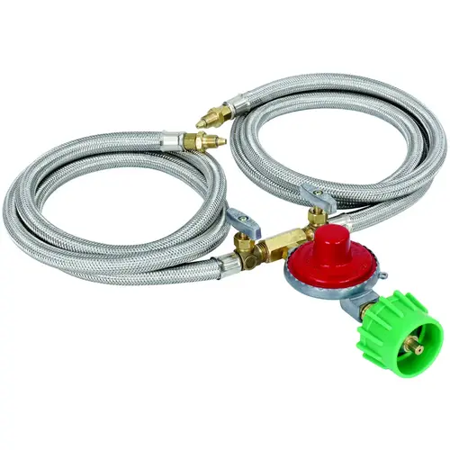 Hose and Regulator Kit, 1/8 in Connection, 36 in L Hose, Stainless Steel Satin Hose and Regulator Kit, 1/8 in Connection, 36 in L Hose, Stainless Steel Satin