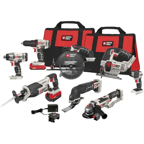 Combination Kit, Battery Included, 20 V, 8-Tool, Lithium-Ion Battery Combination Kit, Battery Included, 20 V, 8-Tool, Lithium-Ion Battery