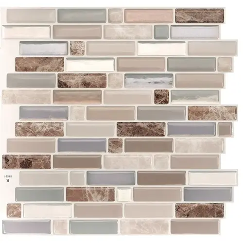 Mosaik Series Wall Tile, 9.36 in L Tile, 9.73 in W Tile, Straight Edge, Crescendo Terra Pattern Beige/Brown/Gray - pack of 4 Mosaik Series Wall Tile, 9.36 in L Tile, 9.73 in W Tile, Straight Edge, Crescendo Terra Pattern Beige/Brown/Gray - pack of 4