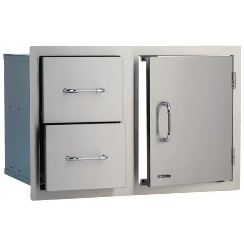 Grill Cabinetry, 33 in L, 20-1/2 in W, 22 in H, 2 -Drawer, Stainless Steel, Metallic