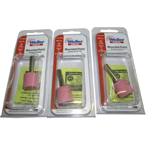 Grinding Point, 3/4 in Dia, 1/4 in Arbor/Shank, Aluminum Oxide Abrasive