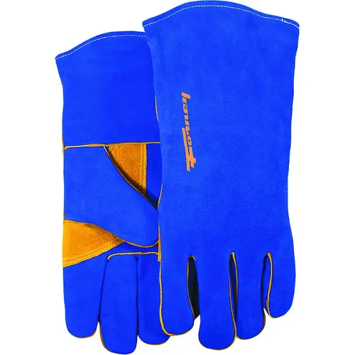 Welding Gloves, Men's, L, 13-1/2 in L, Gauntlet Cuff, Leather Palm, Blue, Reinforced Crotch Thumb Welding Gloves, Men's, L, 13-1/2 in L, Gauntlet Cuff, Leather Palm, Blue, Reinforced Crotch Thumb