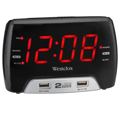 Clock Radio, LED Display, Snooze, 20 -Station Black