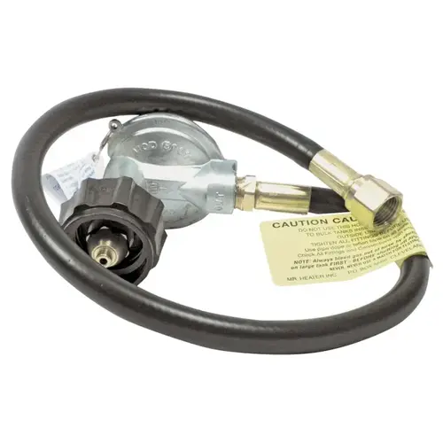 Hose and Regulator Assembly, 3/8 in Connection, 22 in L Hose, Brass Black Hose and Regulator Assembly, 3/8 in Connection, 22 in L Hose, Brass Black