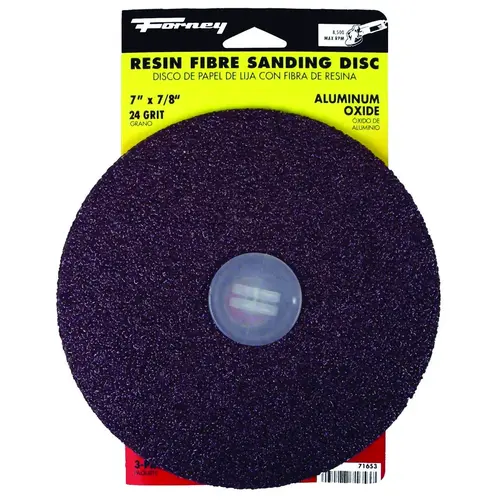 Sanding Disc, 7 in Dia, 7/8 in Arbor, Coated, 24 Grit, Extra Coarse, Aluminum Oxide Abrasive Sanding Disc, 7 in Dia, 7/8 in Arbor, Coated, 24 Grit, Extra Coarse, Aluminum Oxide Abrasive