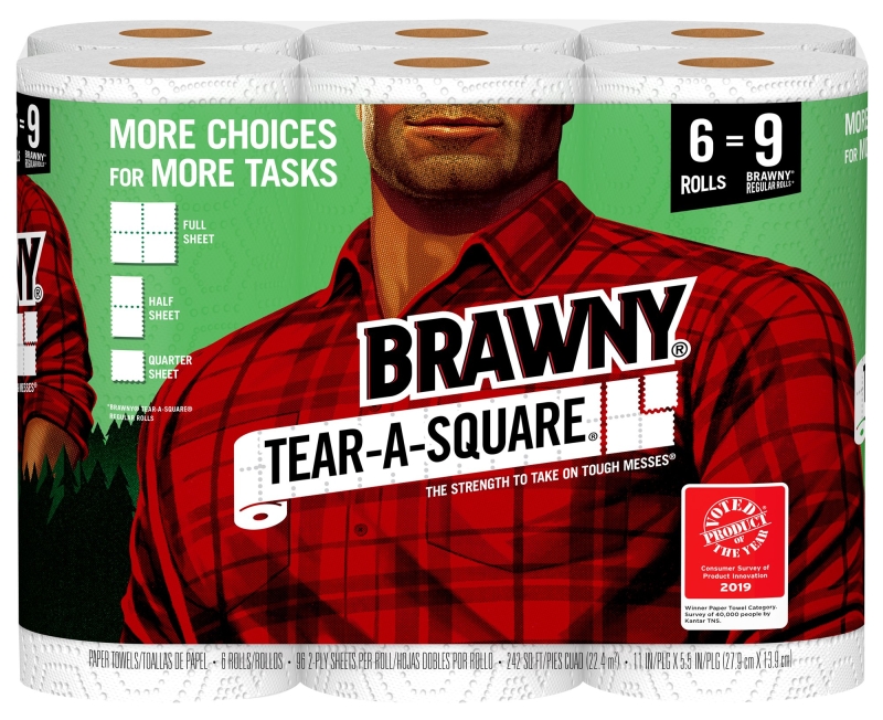 BRAWNY 44276 Essentials Paper Towel with Dawn Detergent, 5.9 in L, 11 in W, 2-Ply White - pack of 6