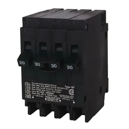 Triplex, MH-T Circuit Breaker, 120, 240 V, Plug-In Mounting Black Triplex, MH-T Circuit Breaker, 120, 240 V, Plug-In Mounting Black