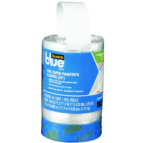 Painter's Tape, 30 yd L, 24 in W, Crepe Paper Backing, Blue Painter's Tape, 30 yd L, 24 in W, Crepe Paper Backing, Blue