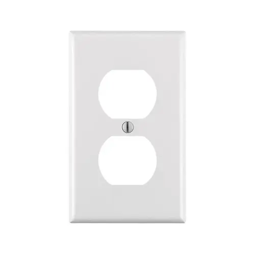 88003 Receptacle Wallplate, 4-1/2 in L, 2-3/4 in W, 1 -Gang, Thermoset Plastic, White, Smooth
