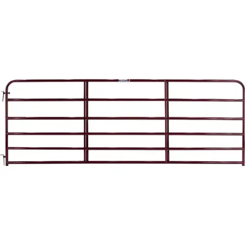 Tube Gate, 10 ft W Gate, 50 in H Gate, Steel Frame, Red