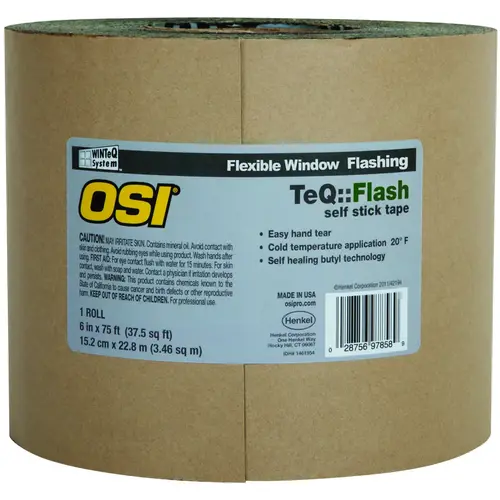 Window Flashing Tape, 100 ft L, 6 in W, Black, Self-Adhesive - pack of 8 Window Flashing Tape, 100 ft L, 6 in W, Black, Self-Adhesive - pack of 8