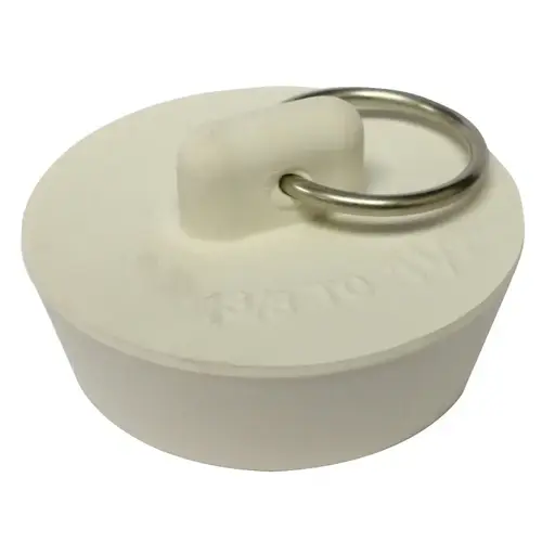 Duo Fit Series Drain Stopper, Rubber, White, For: 1-3/8 in to 1-1/2 in Sink