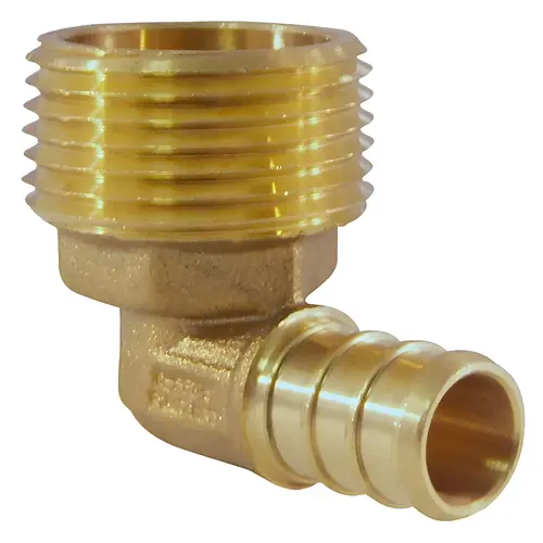 Pipe Elbow, 1/2 x 3/4 in, Barb x MNPT, 90 deg Angle, Brass, 200 psi Pressure Pipe Elbow, 1/2 x 3/4 in, Barb x MNPT, 90 deg Angle, Brass, 200 psi Pressure