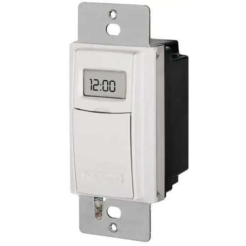 Digital Timer, 15 A, 120/277 V, 1800 W, 24 hr Time Setting, 28 On/Off Cycles Per Week Cycle, White Digital Timer, 15 A, 120/277 V, 1800 W, 24 hr Time Setting, 28 On/Off Cycles Per Week Cycle, White