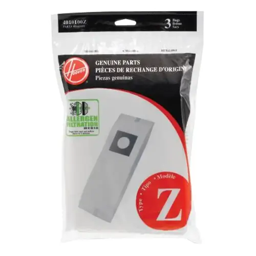 Hoover Style "Z" Allergen Filtration Vacuum Bags pack of 3 Hoover Style "Z" Allergen Filtration Vacuum Bags pack of 3