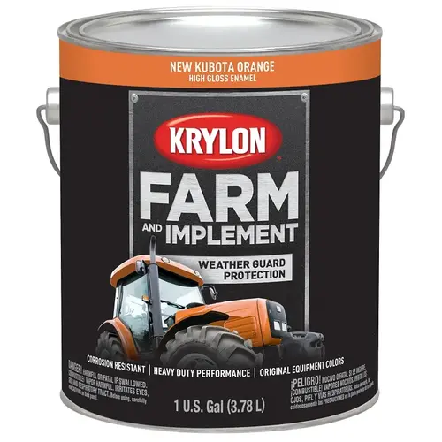 Farm and Implement Paint, High-Gloss, New Kubota Orange, 1 gal - pack of 4 Farm and Implement Paint, High-Gloss, New Kubota Orange, 1 gal - pack of 4
