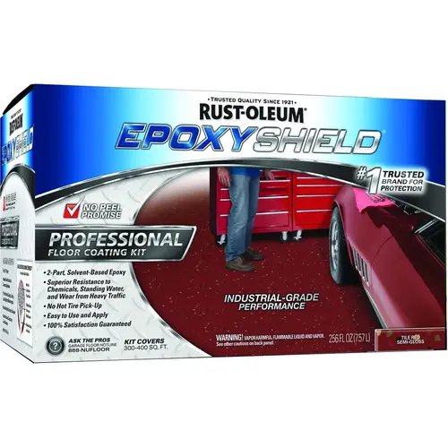 EPOXYSHIELD Floor Coating Kit, Semi-Gloss, Tile Red, Liquid EPOXYSHIELD Floor Coating Kit, Semi-Gloss, Tile Red, Liquid