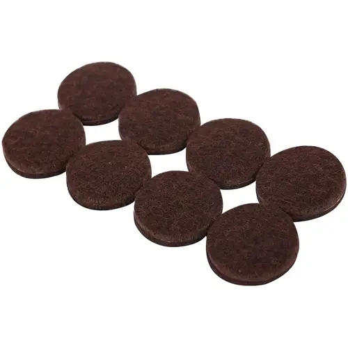 Furniture Pad, Felt, Brown, 1 in Dia, 5 mm Thick, Round - pack of 16 Furniture Pad, Felt, Brown, 1 in Dia, 5 mm Thick, Round - pack of 16