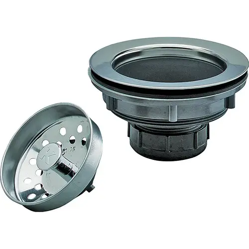 Basket Strainer, Plastic, For: 3-1/2 in Dia Opening Kitchen Sink Chrome Basket Strainer, Plastic, For: 3-1/2 in Dia Opening Kitchen Sink Chrome